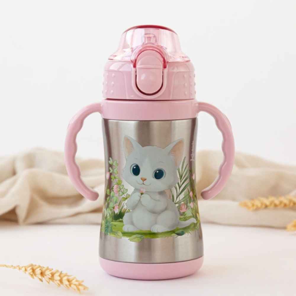 Kiokids Παγούρι Θερμός Mε Λαβές Γατάκι 280ml