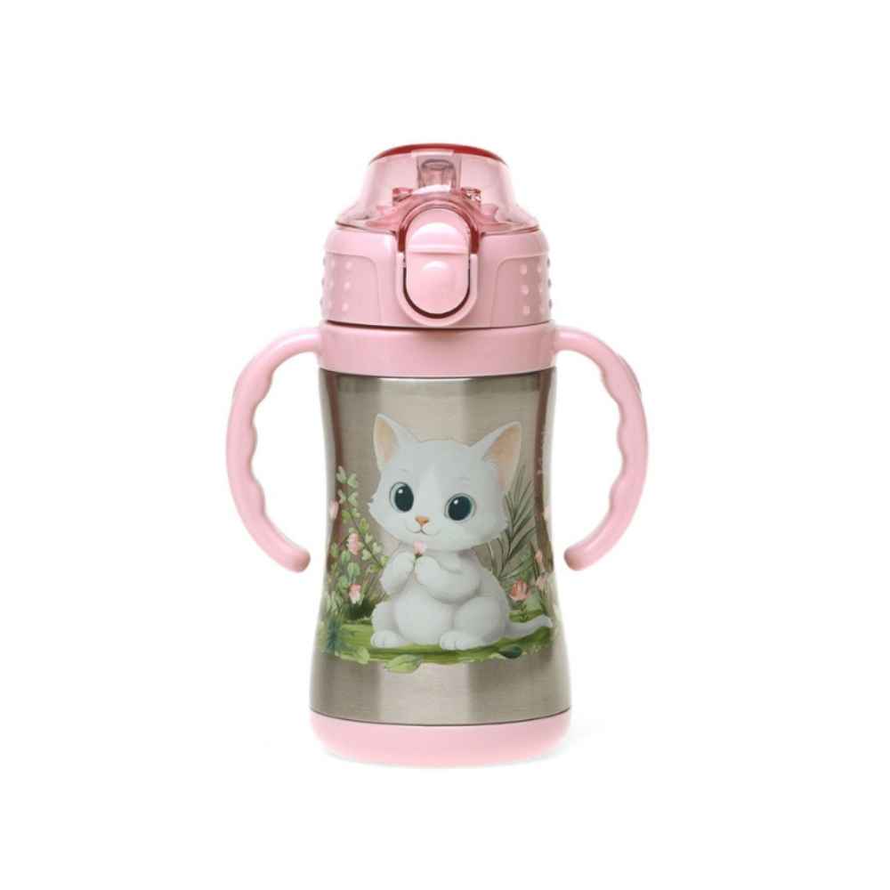 Kiokids Παγούρι Θερμός Mε Λαβές Γατάκι 280ml
