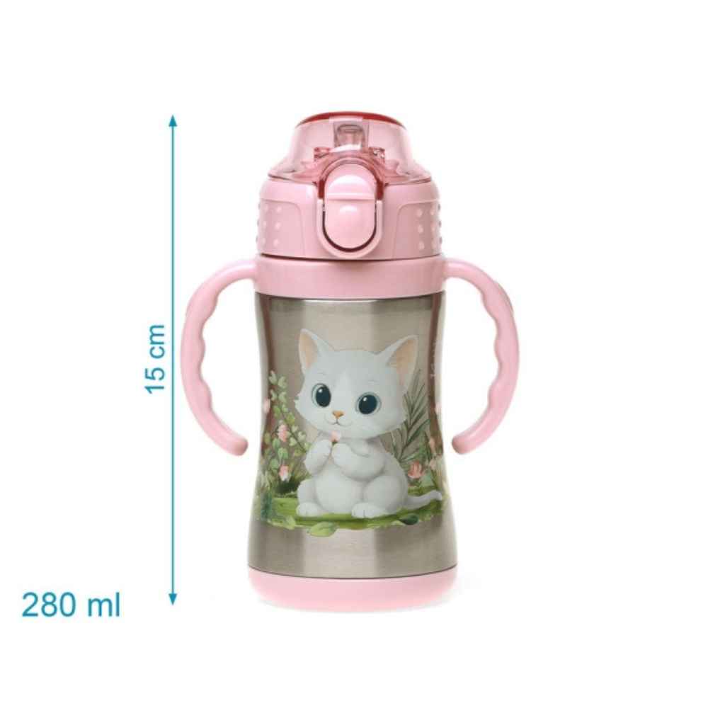 Kiokids Παγούρι Θερμός Mε Λαβές Γατάκι 280ml