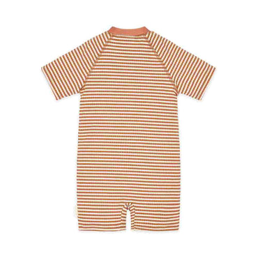 Little Dutch Ολόσωμο Κοντομάνικο Μαγιό Ocean Brown Stripes