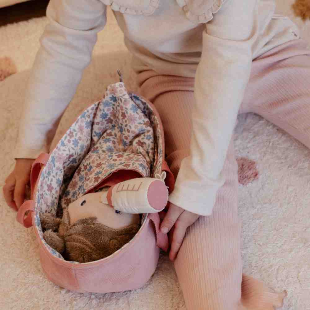 Little Dutch Υφασμάτινο Mωρό σε Καλαθούνα Rosa (30 εκ.)