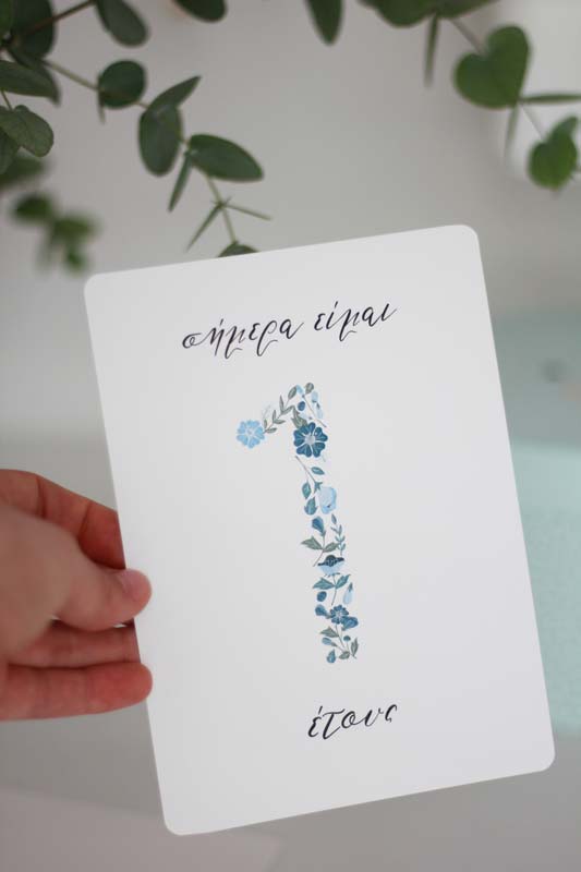 Baby Milestone Cards Vintage Blue Floral