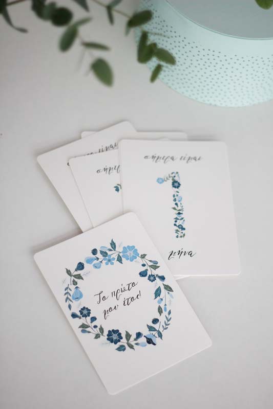 Baby Milestone Cards Vintage Blue Floral