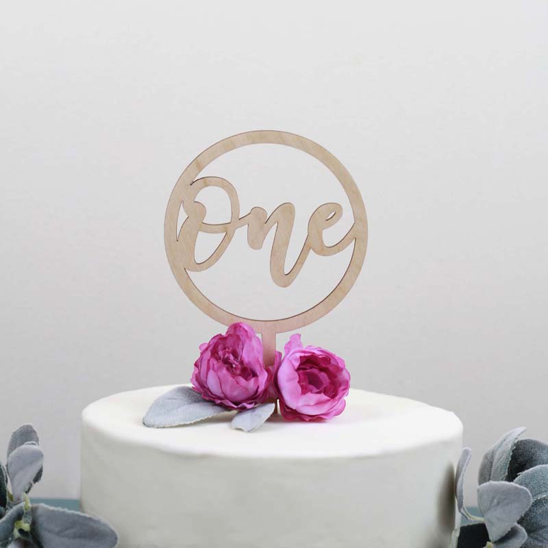 Ξύλινο Cake topper 'One'