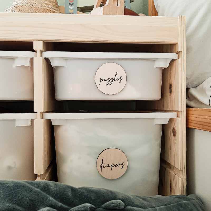 Pastel Kate Ξύλινες Στρογγυλές Ετικέτες Οργάνωσης Wooden Labels