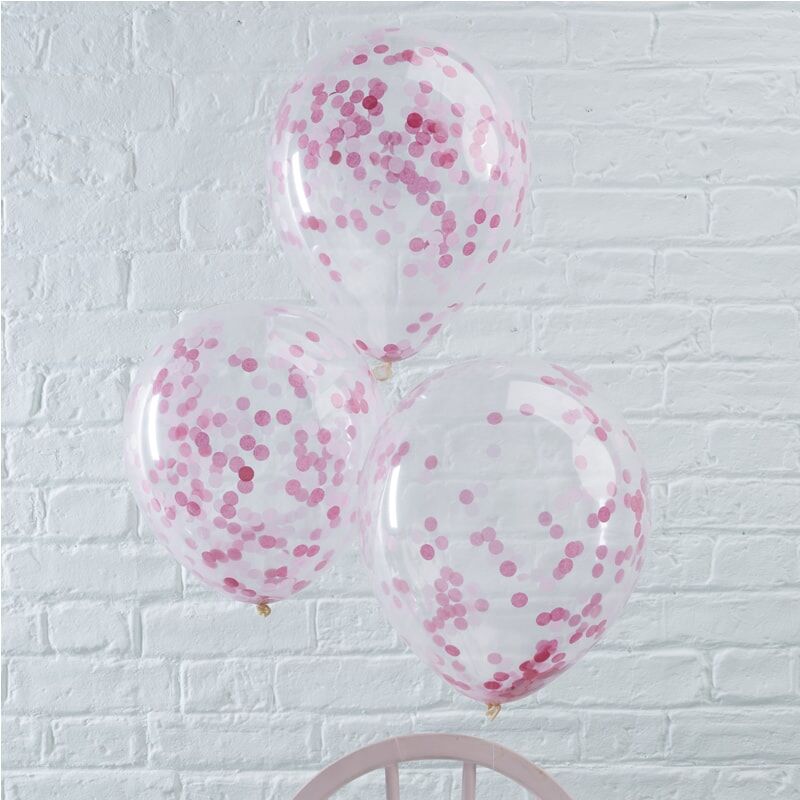 Μπαλόνια Με Ροζ Κονφετί