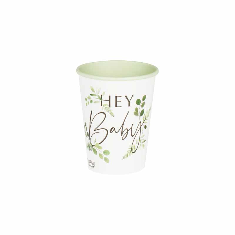 Baby Shower Ποτηράκια 'Ηey Baby' Ευκάλυπτος
