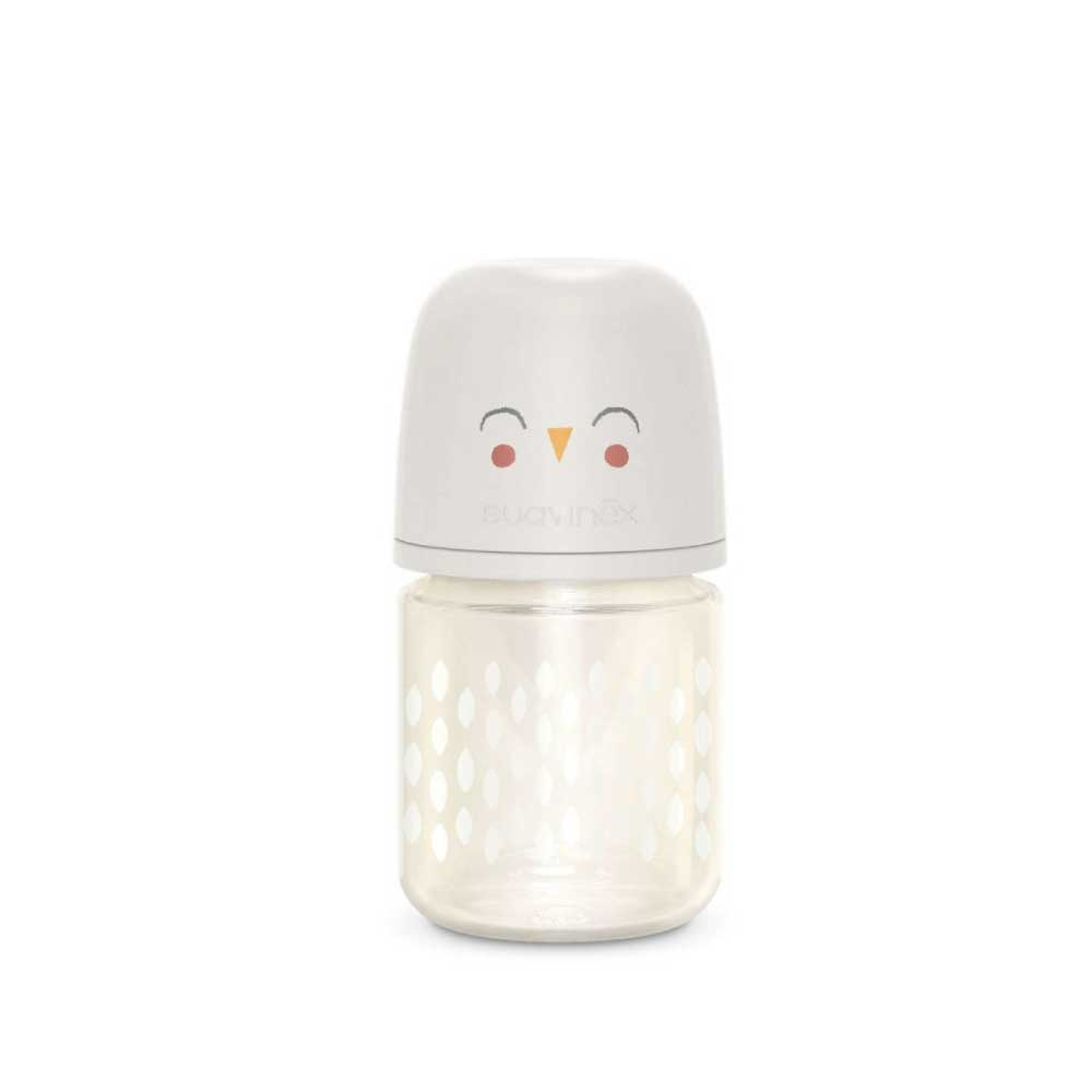 Suavinex Γυάλινο Μπιμπερό Αργής Ροής Bonhomia Feather Beige 120ml 0+m