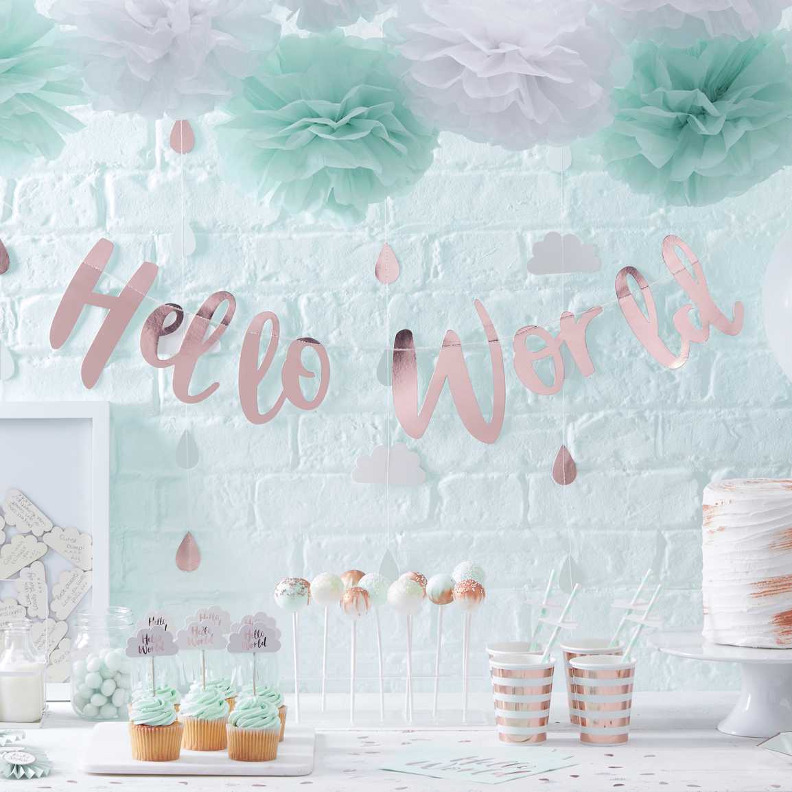 Backdrop Rose Gold Συννεφάκια