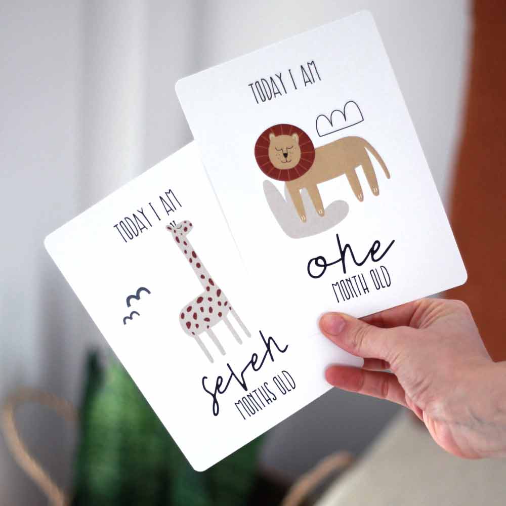 Baby Milestone Cards Wild Animals