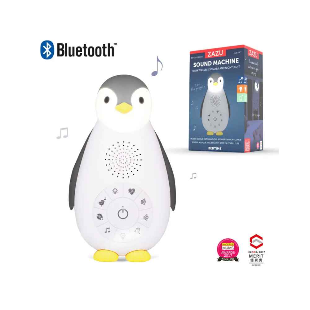 Zazu Zoe Πιγκουίνος Βοηθός Ύπνου με Φωτάκι Νυκτός & Bluetooth Γκρι