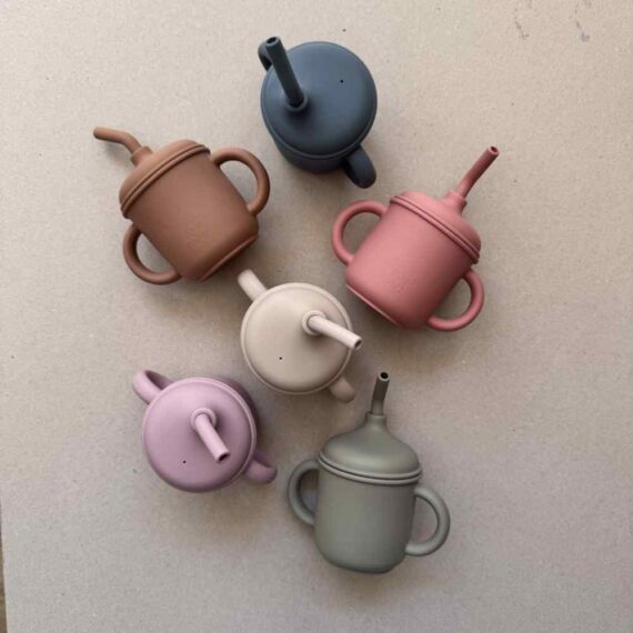 NokNok Εκπαιδευτικό Ποτήρι Σιλικόνης Με Χερούλια Και Καλαμάκι Earthy Colors